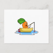 Wortel in boot bij vissen met hengel briefkaart (Voorkant)