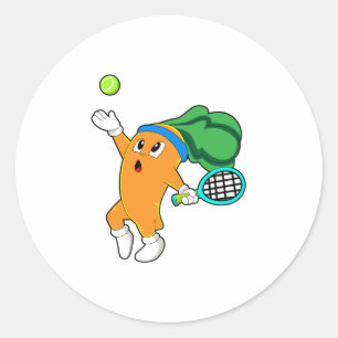 Wortel in Tennis met Tennis racket Ronde Sticker