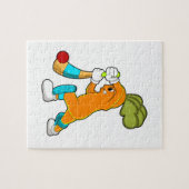 Wortel op cricket met cricket bat legpuzzel (Horizontaal)