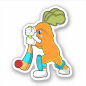 Wortel op cricket met cricket bat sticker (Voorkant)