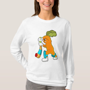Wortel op cricket met cricket bat t-shirt
