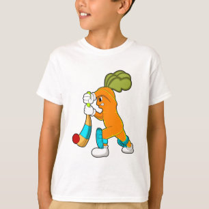 Wortel op cricket met cricket bat t-shirt