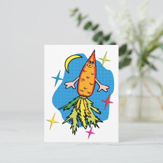 Wortel Raket Ship Funny Briefkaart (Staand voorkant)