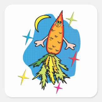 Wortel Rocket Ship: Ook bekend als Fast Food Vierkante Sticker