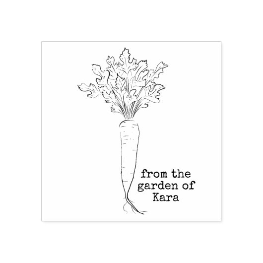 wortel 	rubberstempel (Afrduk)