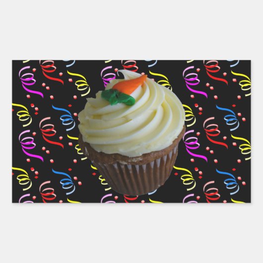 wortelCake Cupcake met Confetti Rechthoekige Sticker (Voorkant)