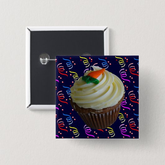 wortelCake Cupcake met Confetti Vierkante Button 5,1 Cm (Voorkant /achterkant)