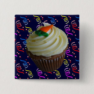 wortelCake Cupcake met Confetti Vierkante Button 5,1 Cm