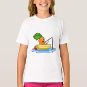 Wortelen in Boat Vissen met Geviste staaf T-shirt (Voorkant)