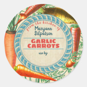 Wortelen inblikken gepersonaliseerd uit de keuken  ronde sticker