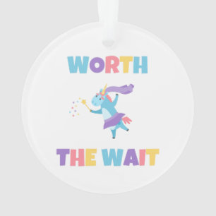Worth the Wait Rainbow Unicorn New Baby - Adoptie Ornament