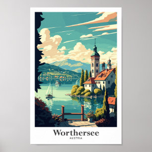 Worthersee Oostenrijk Reizen Illustratie Poster