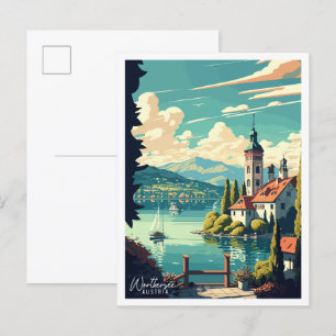 Worthersee Oostenrijk vintage reisillustratie Briefkaart