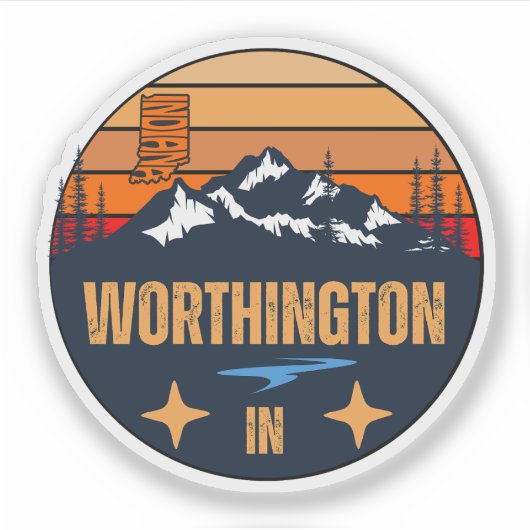 Worthington, Indiana Sticker (Voorkant)