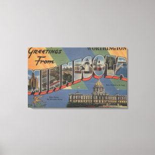 Worthington, Minnesota - Grote lettertjes Canvas Afdruk