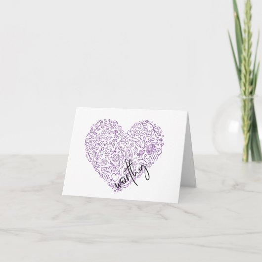Worthy Heart (paars) 5-inch x 7-inch notecard Kaart (Voorkant)