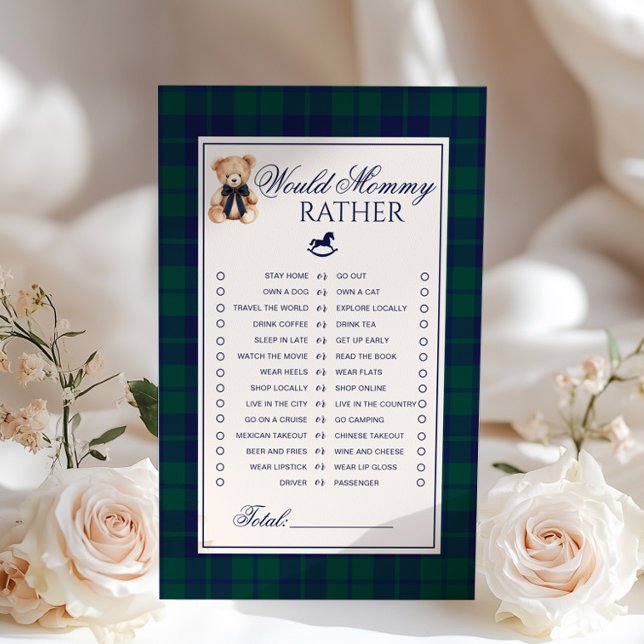 Would Mommy Rather Teddy Bear Navy Plaid game (Creator heeft geüpload)