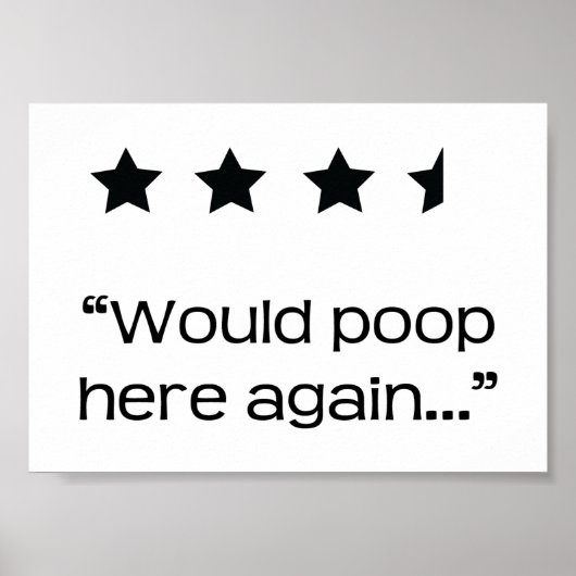 Would Poop Here Again 4 1/2 Stars Bathroom Poster (Devant)