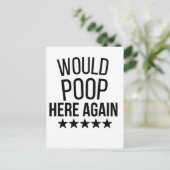 Would Poop Here Again FunnCustom-Cut Vinyl Sticker Briefkaart (Staand voorkant)