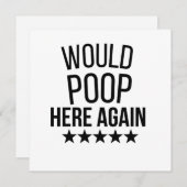 Would Poop Here Again FunnCustom-Cut Vinyl Sticker Feestdagenkaart (Voorkant / Achterkant)