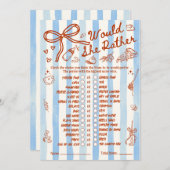 Would She Rather Baby Shower Game in Blue (Voorkant / Achterkant)