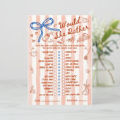 Would She Rather Baby Shower Game in Red Blue (Staand voorkant)