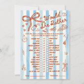 Would She Rather Baby Shower Game in Red Blue (Voorkant)