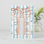 Would She Rather Baby Shower Game in Red Blue (Staand voorkant)