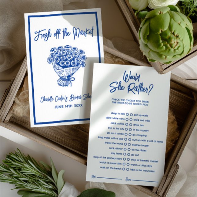 Would She Rather Blue Bridal Shower Game (Would She Rather Blue Bridal Shower Game)