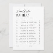 Would She Rather Bridal Shower Game Trivia Card Kaart (Voorkant)