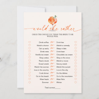 Would She Rather Cocktail Bridal Shower Game  Kaart