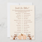 Would She Rather Fall Bridal Shower Game Card Kaart (Voorkant)