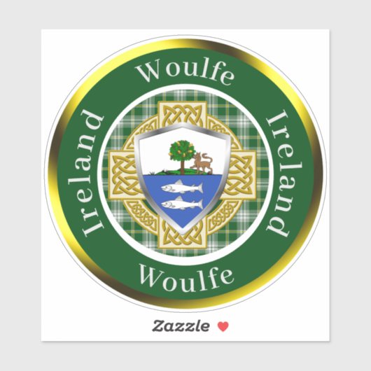Woulfe Irish Shield/Celtic Cross Personalized Sticker (Vel)