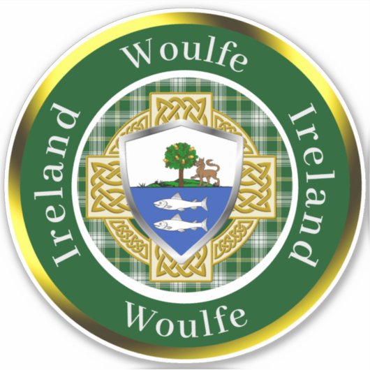 Woulfe Irish Shield/Celtic Cross Personalized Sticker (Voorkant)