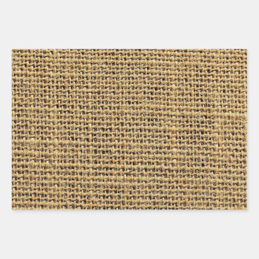 Woven Burlap Gift Wrap - Rustic Burlap Pattern Inpakpapier Vel (Voorkant 3)