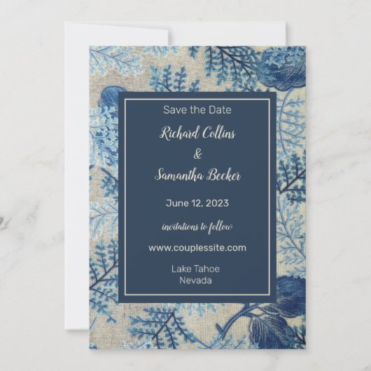 Woven Floral Wedding Save the Date (Voorkant)