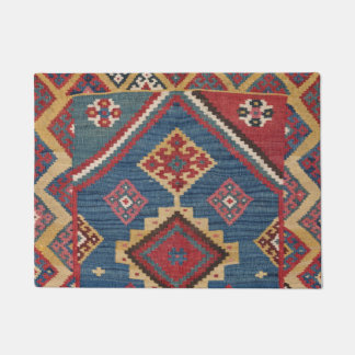 Woven Kilim Royal Blue Yellow Classic  Deurmat