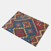 Woven Kilim Royal Blue Yellow Classic  Deurmat (Schuin)