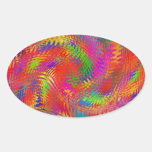 Woven Rainbow Ovale Sticker (Voorkant)