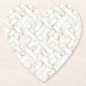 Woven white basket weave wedding kartonnen onderzetters (Voorkant)