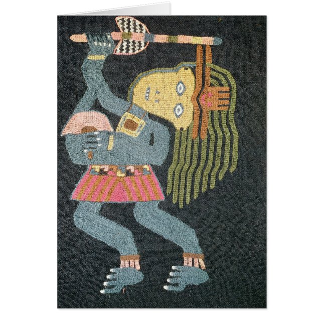 Woven wol danser met baton, Paracas tribe (Voorkant)