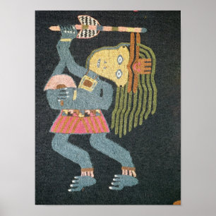 Woven wol danser met baton, Paracas tribe Poster