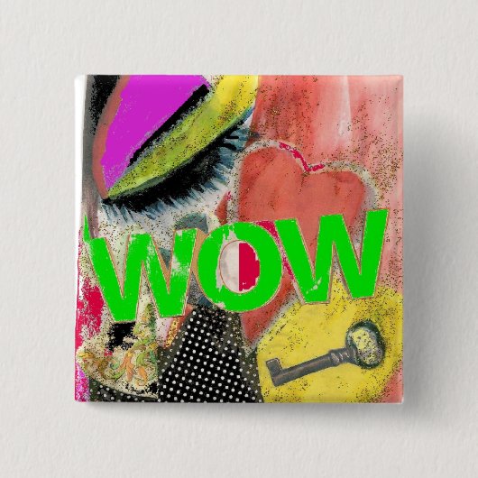WOW DIGITAL ART PIN VIERKANTE BUTTON 5,1 CM (Voorkant)