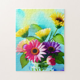 Wow factor. Vaas en bloemen. Levendige kleuren Legpuzzel