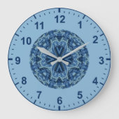 WOW! Fractal Pattern Blue en Aqua ~ Grote Klok (Voorkant)