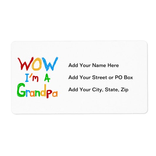 WOW Ik ben een opa T-shirts en geschenken Etiket (Voorkant)