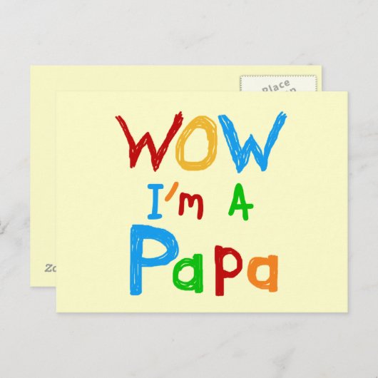 Wow ik ben een Papa Tshirts en GIfts Briefkaart (Voorkant / Achterkant)
