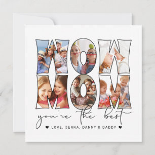 Wow mam Citaat Modern White 6 Foto Collage Holiday Feestdagenkaart