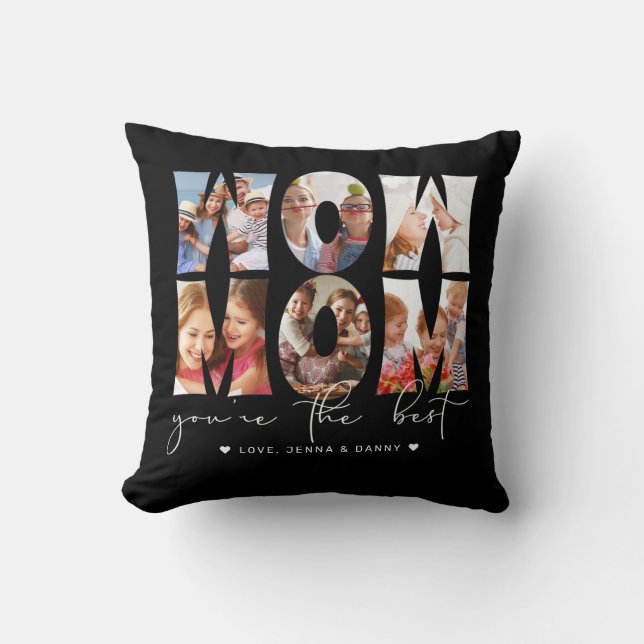 Wow mam Quote Modern Black 6 Foto Collage Black Kussen (Voorkant)