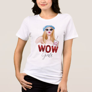 WOW Meisjes Glitter Mode T-Shirt Design Trendy